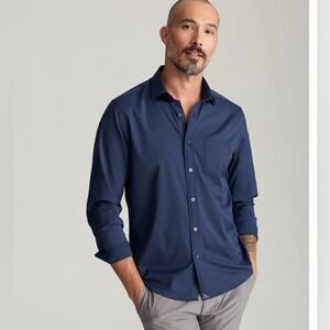 #141 UNTUCKit Slim Cut Navy Print Button Down